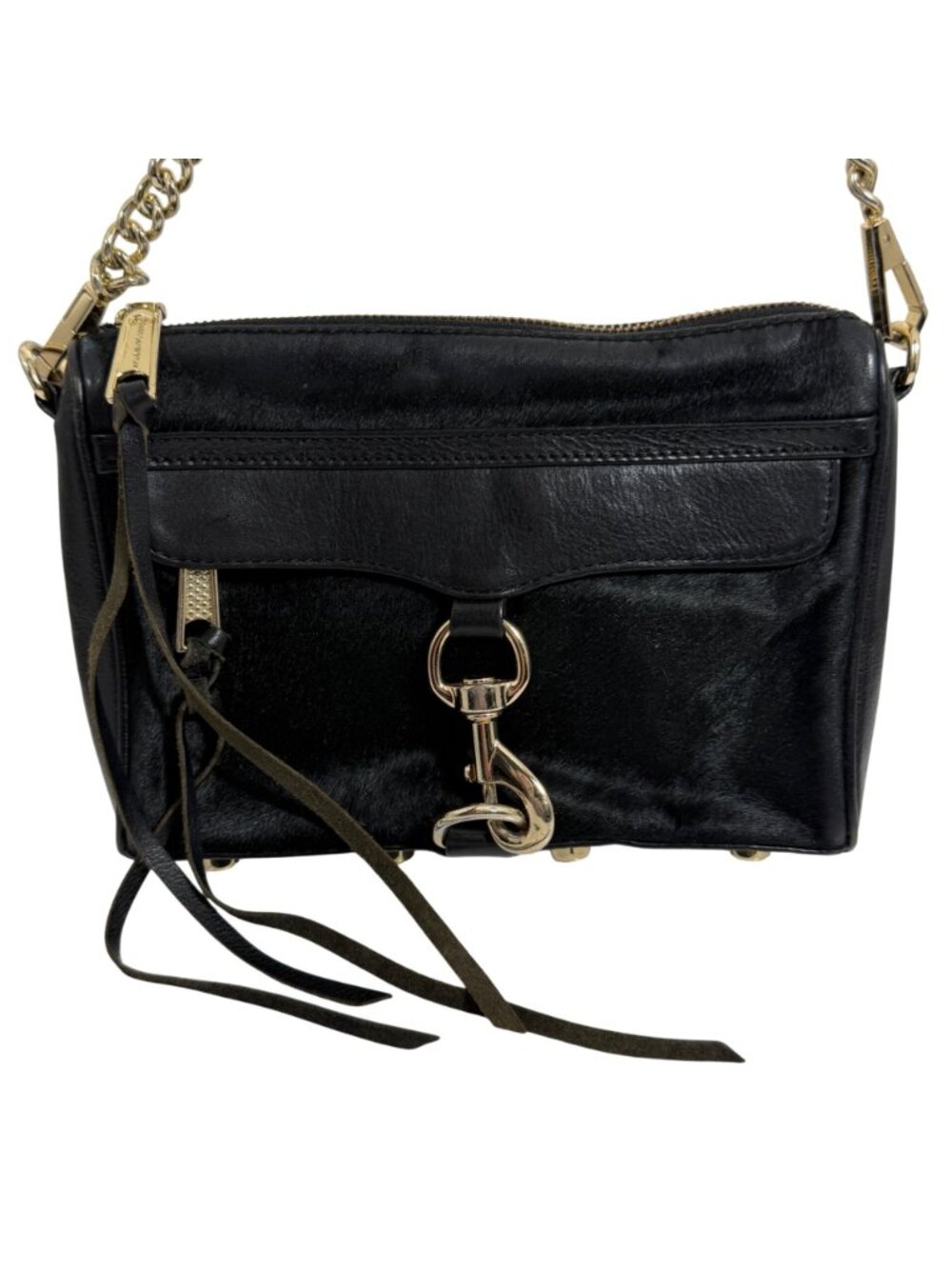 Rebecca Minkoff MAC Black Front Pony Fur Chain Strap Crossbody Bag + Dust Bag - Picture 2 of 12